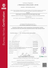 Сертификация системы безопасности пищевых продуктов 22000