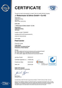 QS certification for "Meat" and "Animal Feed"