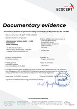 Свидетельство об органическом образовании в соответствии со статьей 29(1) Регламента (ЕС) № 834/2007.